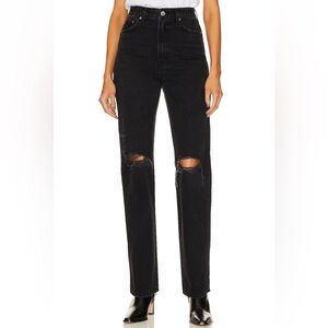 GRLFRND Sara Super High Rise Slim Straight in Black